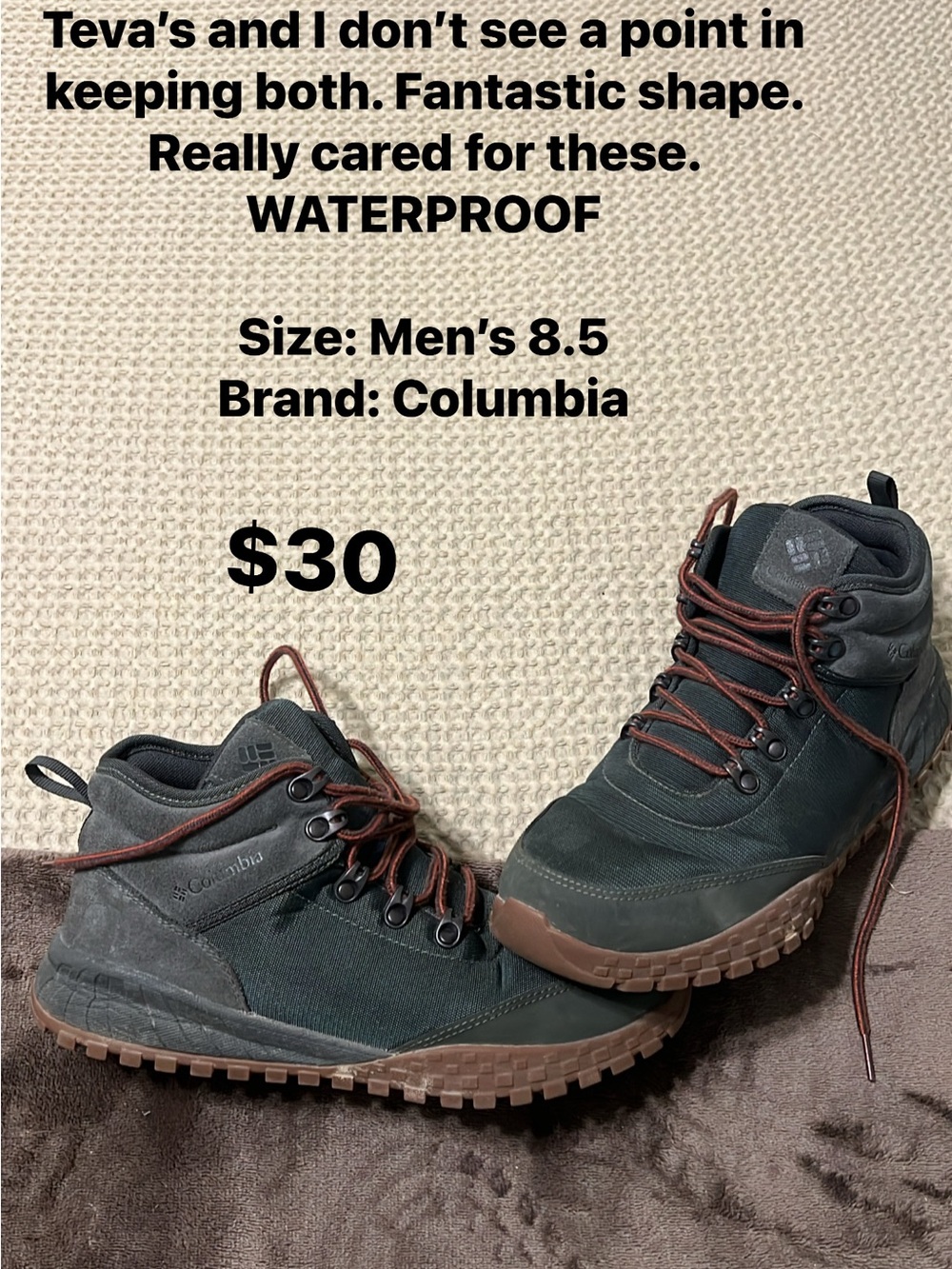 Columbia Men's Black and Brown Lace-Up Waterproof Hiking Boots